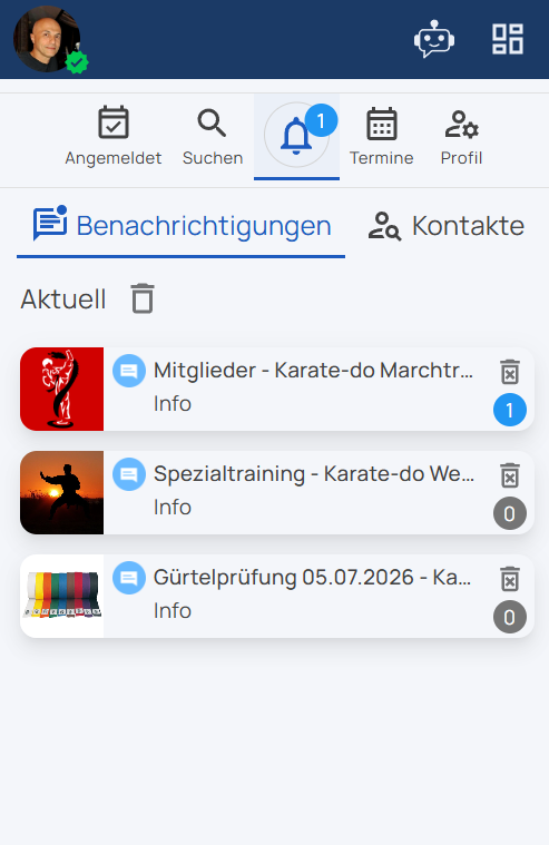 Notifications and contacts